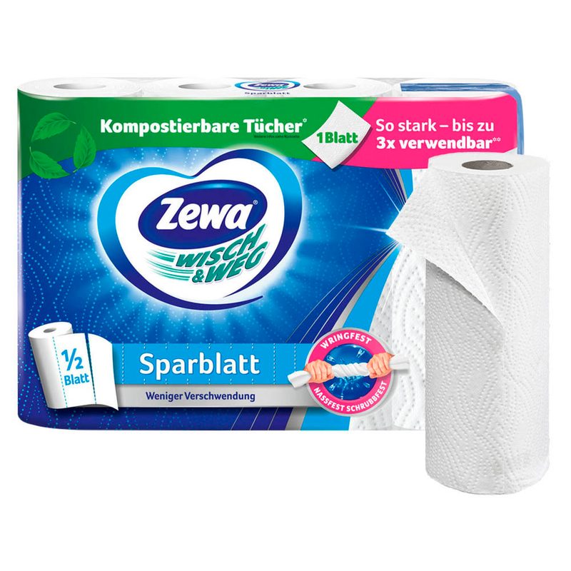 PapierKüchenrollen - ZEWA Sparblatt - 2lg. - 4x74 Bl.
